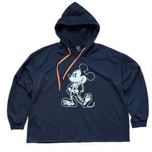 Disney Hot Topic Crop Hoodie Womens Mickey Mouse Halloween Skeleton Plus Size 3X
